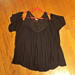 Black cold shoulder shirt